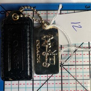 Coach Black Leather and Metal Hangtags